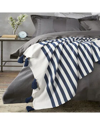 Lr Home Harrison Striped Hand-woven Throw Blanket In Blue