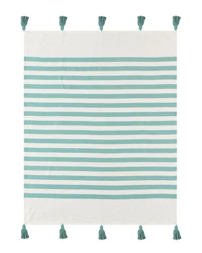 Lr Home Harrison Striped Hand-woven Throw Blanket In Blue