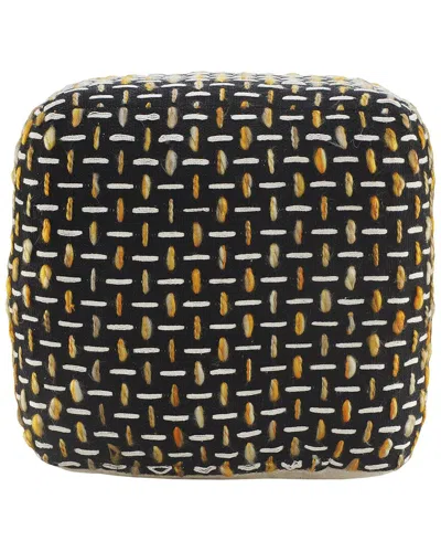 Lr Home Helan Black/yellow Geometric Ottoman Pouf