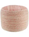 Lr Home Helan Coral/white Striped Ottoman Pouf In Orange