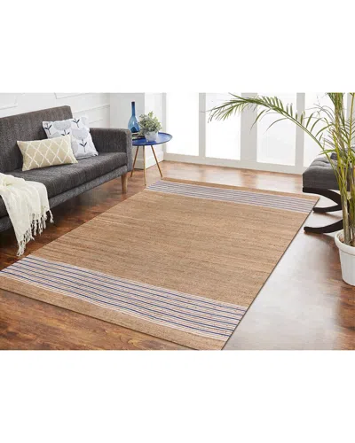 Lr Home Hipolyta Contemporary Coastal Striped Hand-woven Rug In Brown