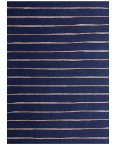 Lr Home Hipolyta Navy Striped Handwoven Jute Area Rug In Blue