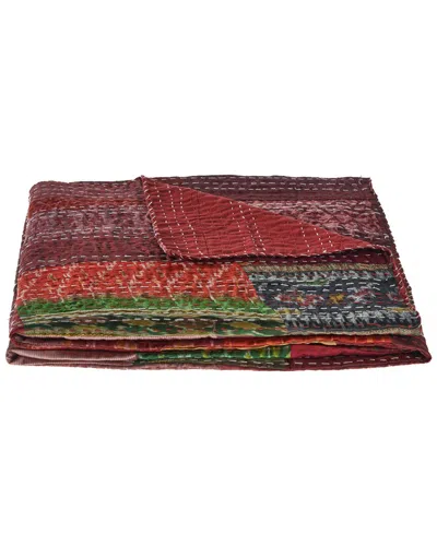 Lr Home Hippie Maroon Kantha Throw Blanket In Multi