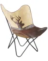 Lr Home Hugo Color Block Country Handmade Leather Butterfly Chair