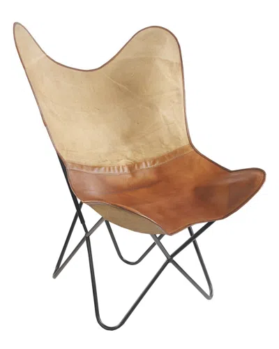 Lr Home Hugo Color Block Southwestern Handmade Leather Butterfly Chair In Animal Print
