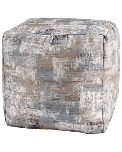 Lr Home Jaylen Modern Abstract Handmade Cotton Ottoman Pouf In Gray