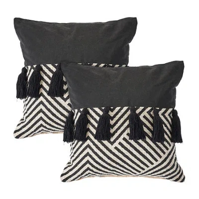 Lr Home Joe Chev Set 2 Square Throw Pillow In Black