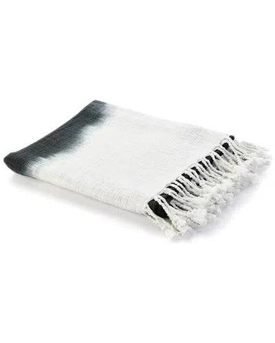 Lr Home Jute Black Shibori Slab Throw Blanket With Fringe In Multi