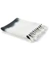 Lr Home Jute Black Shibori Slab Throw Blanket With Fringe In Black