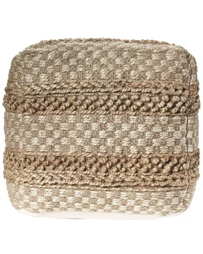 Lr Home Kaya Red Patchwork Hand-stitched Ottoman Pouf In Brown