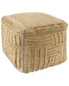 Lr Home Laeli Modern Farmhouse Abstract Striped Handmade Textured Jute Pouf In Brown