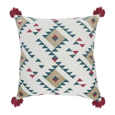 Lr Home Lara Geometric Square Throw Pillow In White