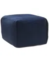 Lr Home Lauryn Navy Patchwork Flatweave Ottoman Pouf In Blue