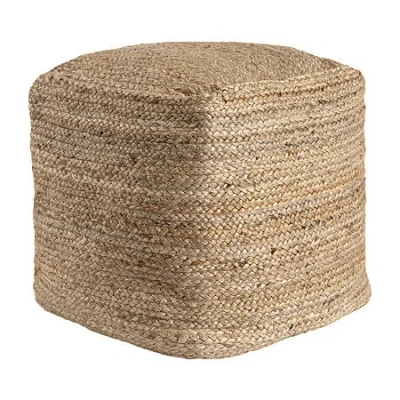 Lr Home Layla 18" Handmade Jute Pouf In Brown
