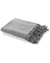 Lr Home Light Gray Solid Checkered Weave Throw Blanket With Fringe In Gray