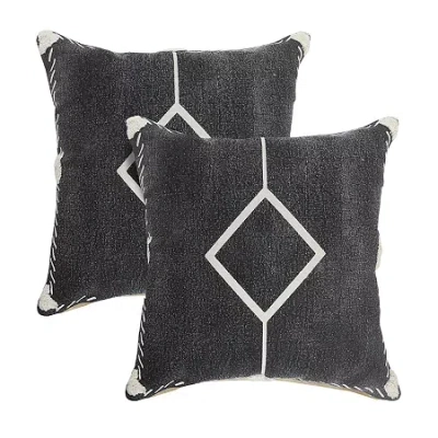 Lr Home Lila Diamond Square Decorative Throw Pillow In Black