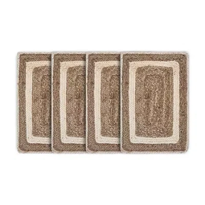 Lr Home Lily Bordered 4 Pack Placemat In Brown