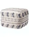 Lr Home Lyla Navy/ivory Striped Hand-woven Wool Ottoman Pouf In Blue