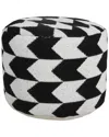 Lr Home Madilyn Black/white Chevron Ottoman Pouf In Black