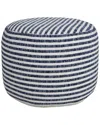 Lr Home Madilyn Blue/white Striped Hand-woven Ottoman Pouf In Blue