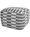 Lr Home Madilyn Grey/white Geometric Hand-woven Ottoman Pouf In Grey