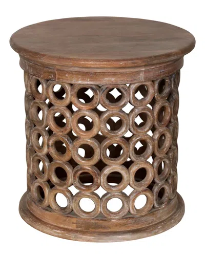 Lr Home Magnolia Carved Side Table In Brown