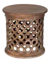 Lr Home Magnolia Carved Side Table In Brown