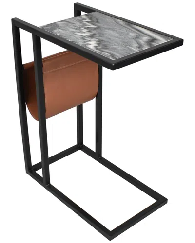 Lr Home Marlo Modern Marble Top Handmade C Table In Black
