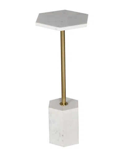 Lr Home Mazzini Modern Marble Top & Base Drink Table In White