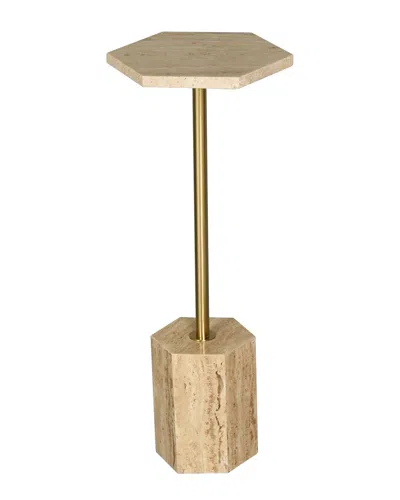 Lr Home Mazzini Modern Marble Top & Base Drink Table In Gold