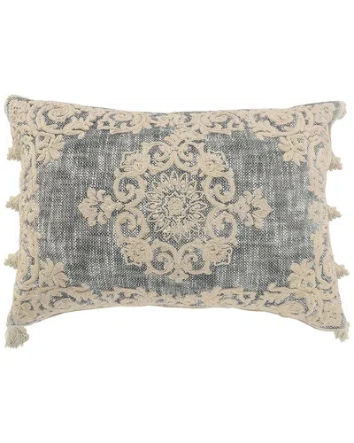 Lr Home Medallion And Bordered And Ivory Throw Pillow In Gray
