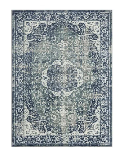 Lr Home Medallion Floral Performance Area Rug In Blue