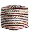 Lr Home Meera Boho Braided Striped Handmade Textured Pouf In Multi