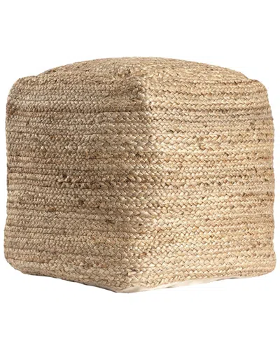 Lr Home Meera Farmhouse Braided Handmade Textured Jute Pouf In Brown