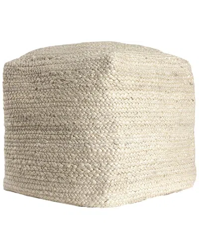 Lr Home Meera Farmhouse Braided Handmade Textured Jute Pouf In Neutral