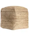 Lr Home Meera Farmhouse Braided Handmade Textured Jute Pouf In Brown