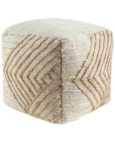 Lr Home Mesa Coastal Braided Abstract Handmade Textured Pouf In Neutral