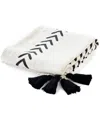 Lr Home Modern Boho Basic Chevron Cotton Throw Blanket In White