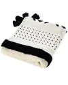 Lr Home Modern Boho Tufted Stripe Cotton Throw Blanket In Black