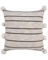 LR HOME LR HOME MODERN FARMHOUSE STRIPED THROW PILLOW WITH POM POMS