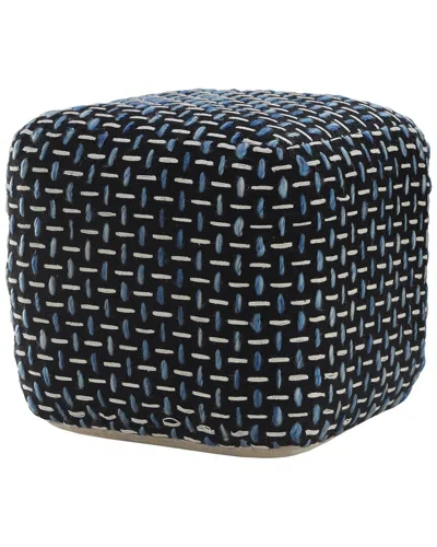 Lr Home Modern Interwoven Geometric Pouf In Black