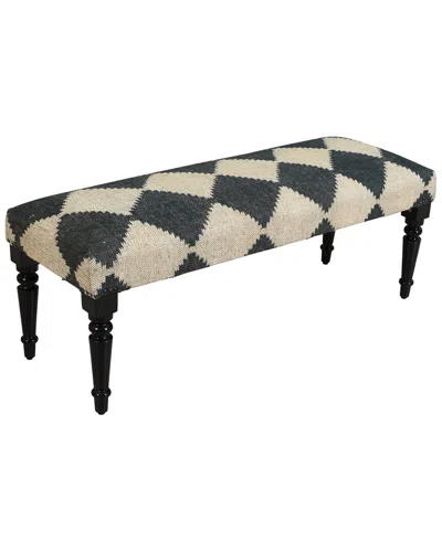 Lr Home Modern Natural Jute And Black Diamond Indoor Bench In Brown