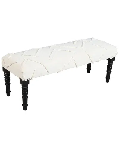 Lr Home Modern Striped Handmade Accent Bench In White