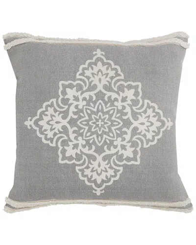 Lr Home Monica Diamond Medallion Throw Pillow With Tufted Border In Gray