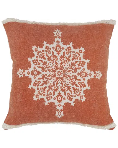 Lr Home Monica Mandala Medallion Throw Pillow With Tufted Border In Orange