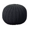Lr Home Montra Handmade Cableknit Cotton Medium Pouf Ottoman In Black