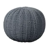 Lr Home Montra Handmade Cableknit Cotton Medium Pouf Ottoman In Gray