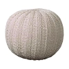 Lr Home Montra Handmade Cableknit Cotton Medium Pouf Ottoman In Sand
