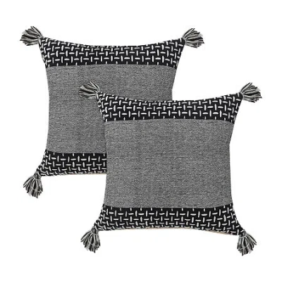 Lr Home Nas Geo Set 2 Square Throw Pillow In Black
