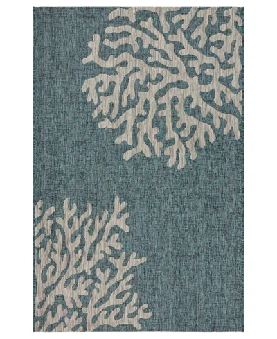 Lr Home Nassau Nass810b 5' X 7' Outdoor Area Rug In Blue,gray